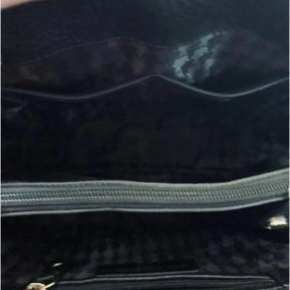 NEW! Karl Lagerfeld Black and Gold Chevron Charlotte Satchel Shoulder Bag - Picture 6 of 10